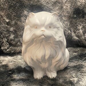 White Ceramic Cat Toilet Brush Holder